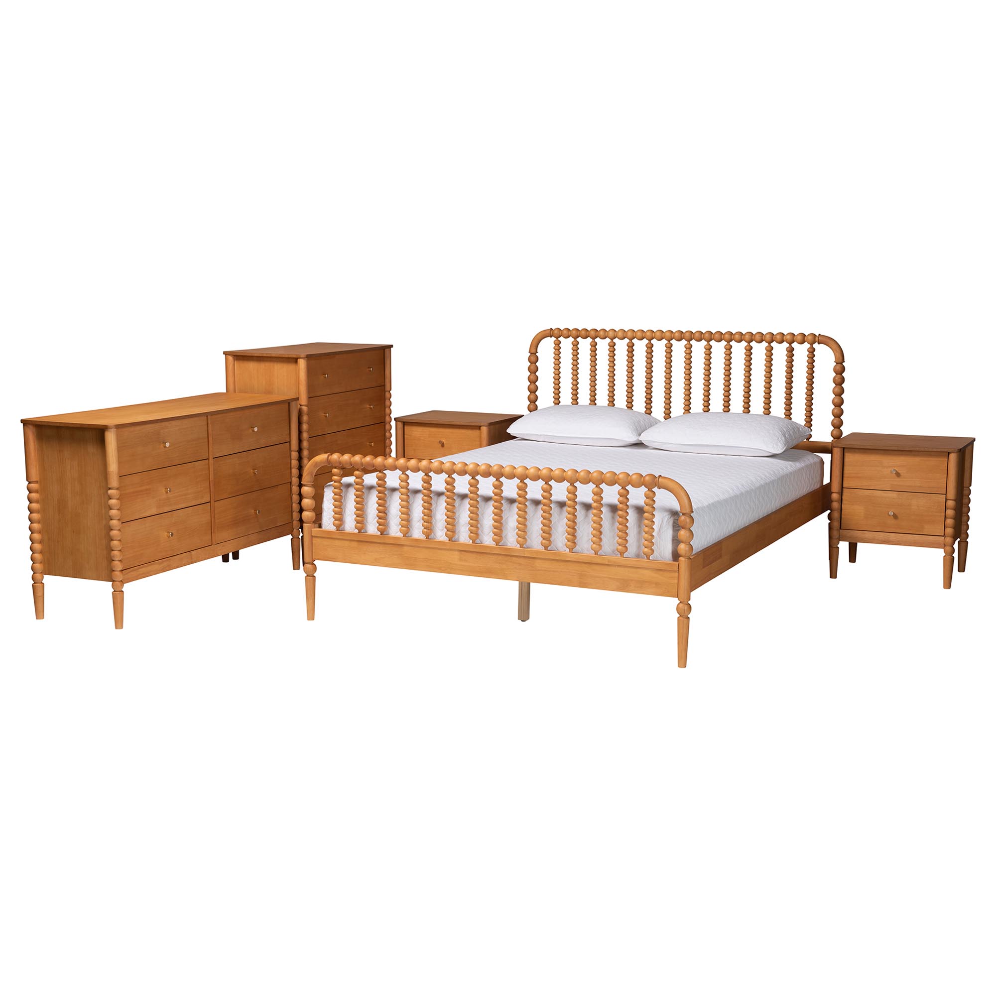 Baxton Studio Lucera 5-Piece Bedroom Set, Oak Brown, King